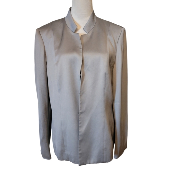Talbots Gray Silk Blazer Jacket Size 14 - Picture 1 of 4